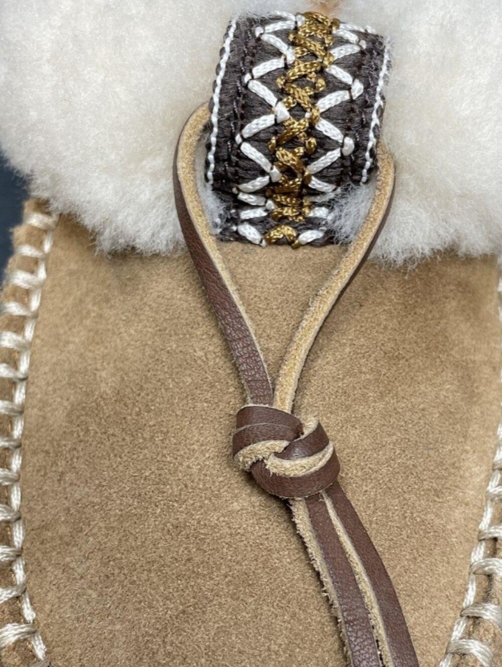 UGG Cozy Shearling Cuff Suede Moccasin Slippers - Size 6 - Tan- NEW